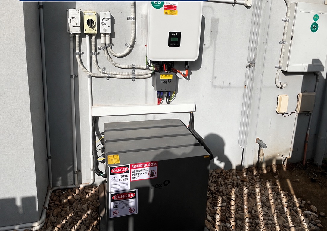 FoxESS inverter and battery installation close-up